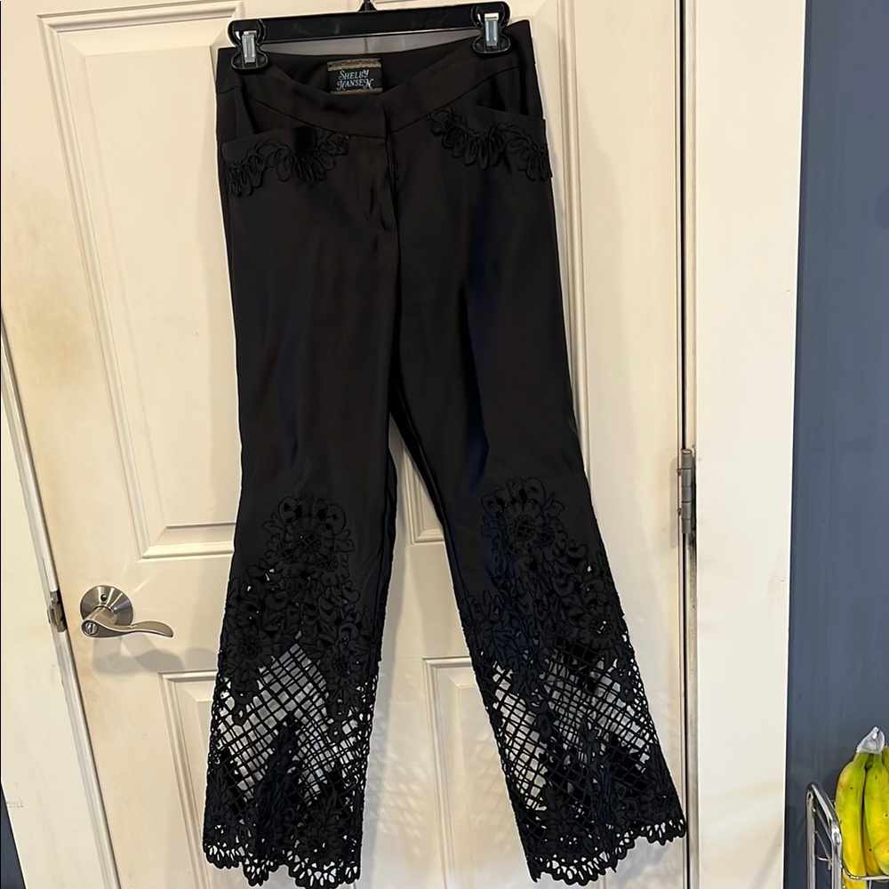 Elegant Black Lace Flare Pants